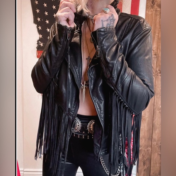Faux Leather Fringe Jacket - READ DESCRIPTION - Picture 7 of 10
